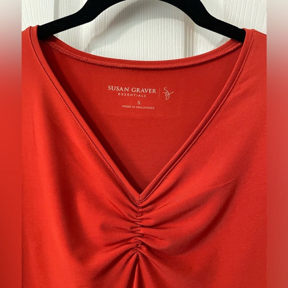 Susan Graver Essentials Womens Size Small Orange Liquid Knit Top 3/4 Sleeve EUC - Picture 4 of 7